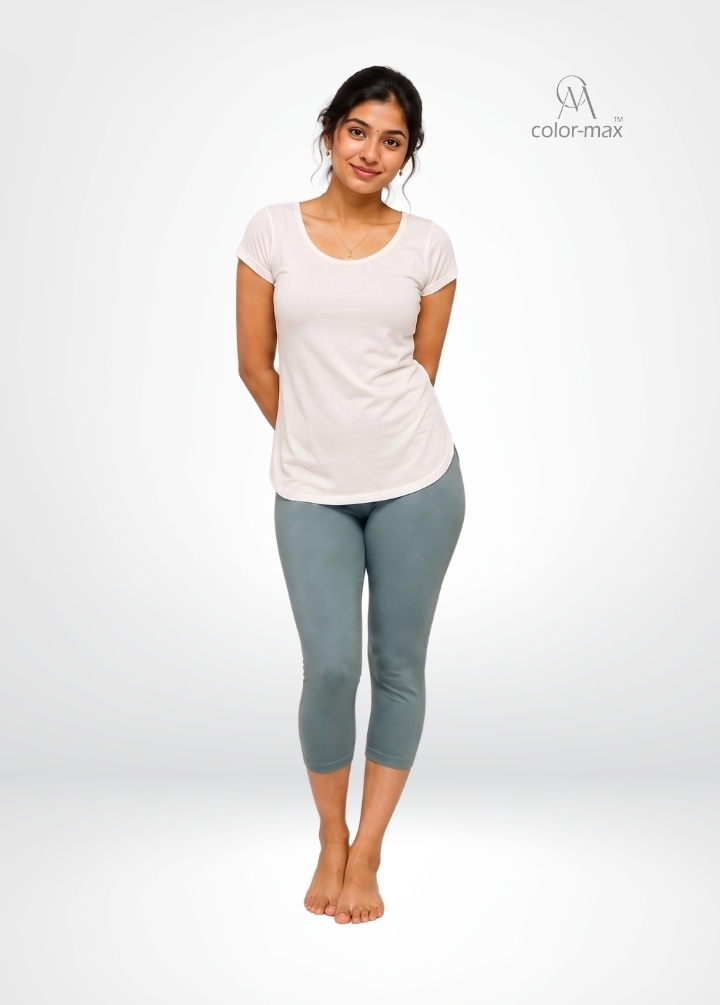 LIGHT GREY - Premium Cotton Lycra Capri Leggings